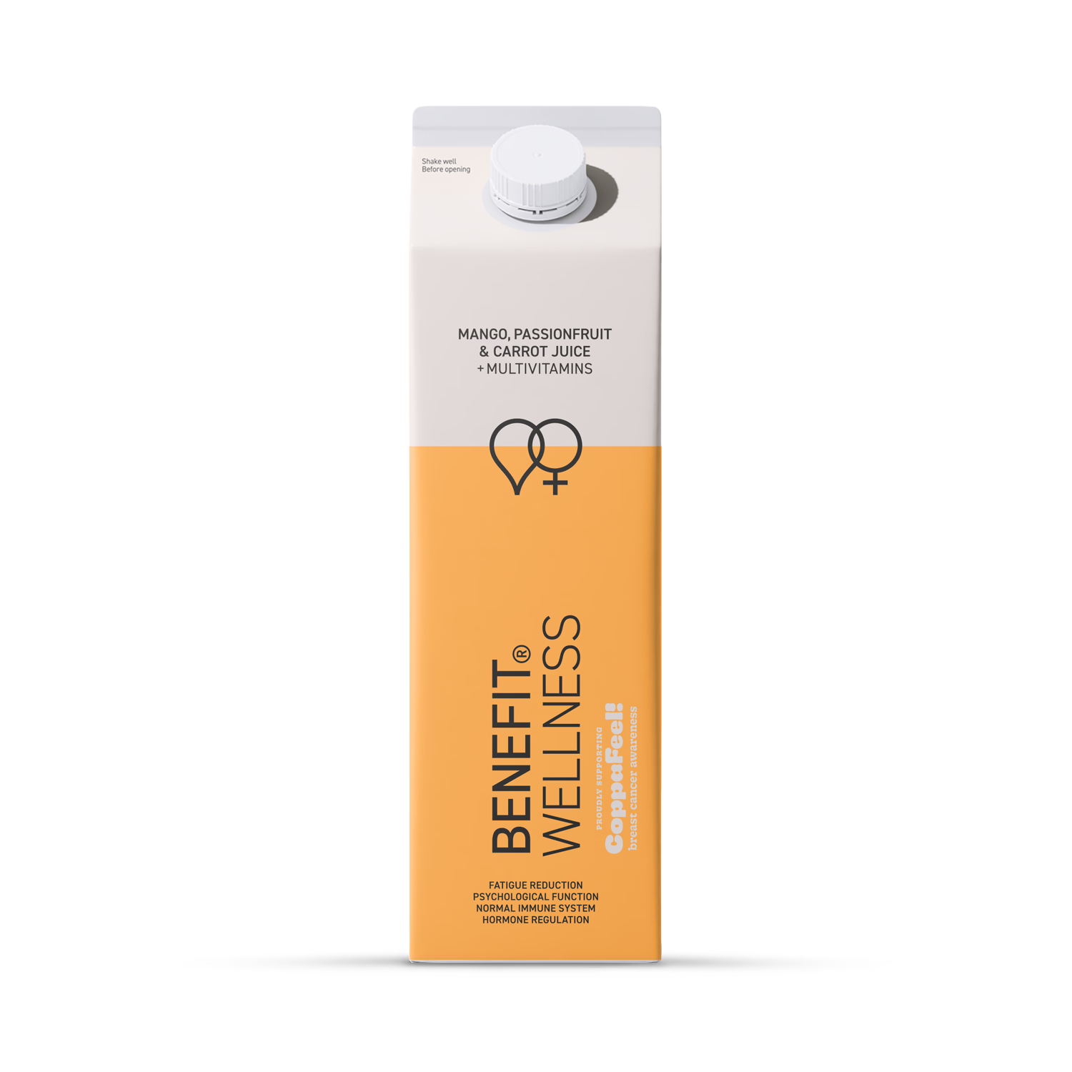 Benefit Wellness mango passion fruit carrot juice 900ml, imported from the UK