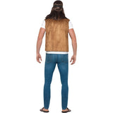 Smiffys hippie waistcoat, brown cnd print fur trim, imported from the UK