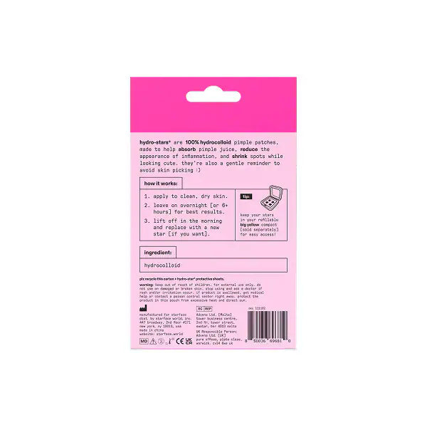 Starface Hydro-Star pimple patches Pink 32 pack (British brand)