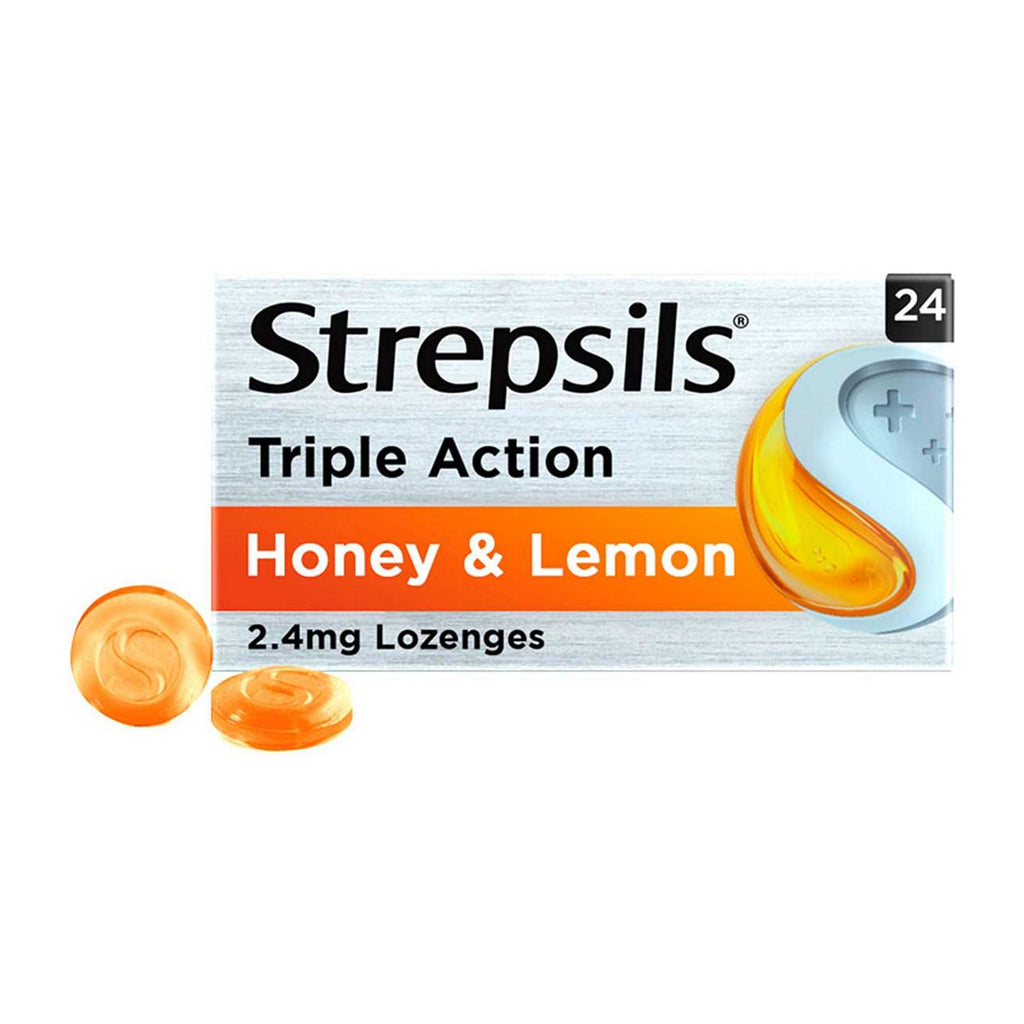 Strepsils Sore Throat Pain Relief Honey & Lemon Flavour - 24 lozenges