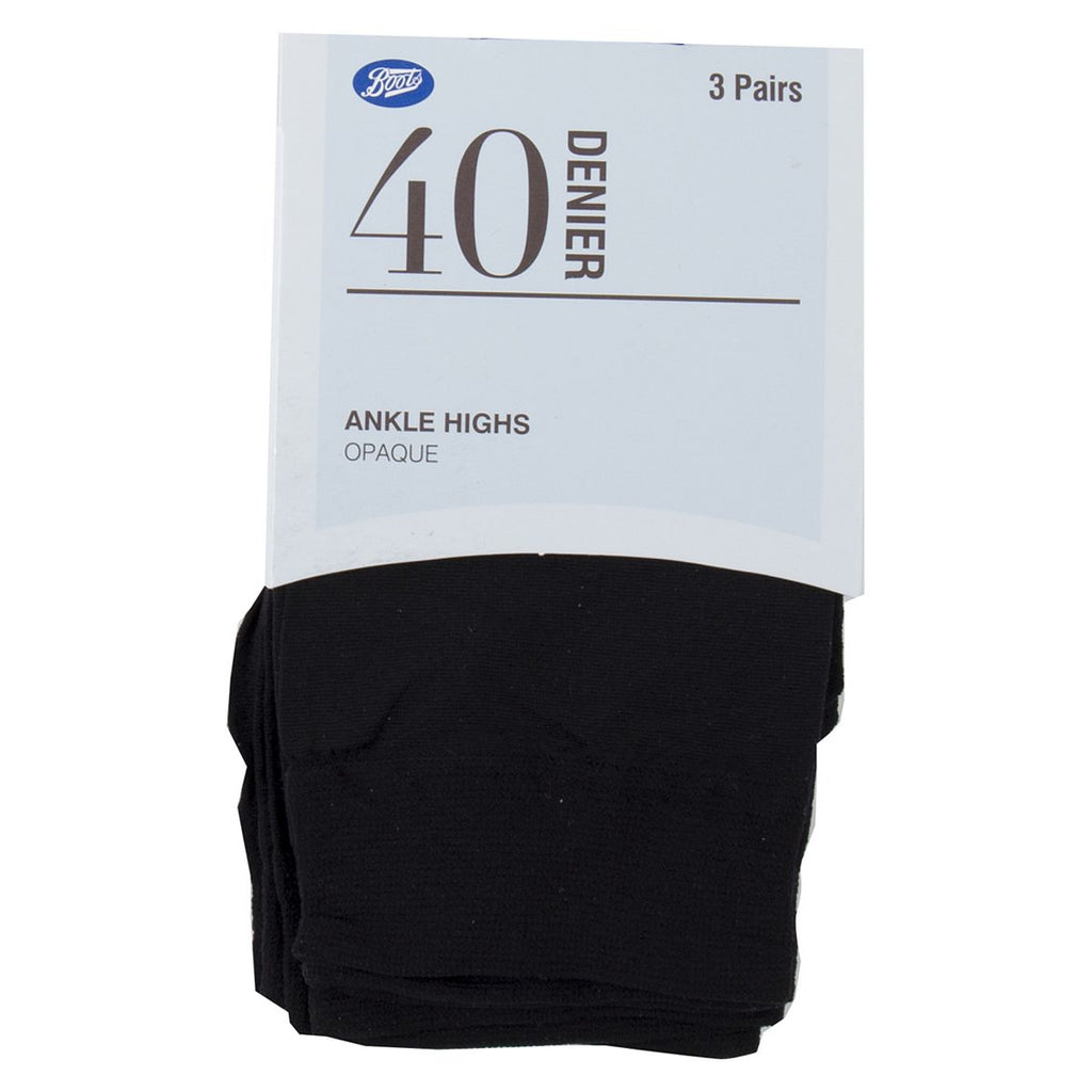 Boots 40 Denier Opaque Ankle Highs 3 pair pack one size