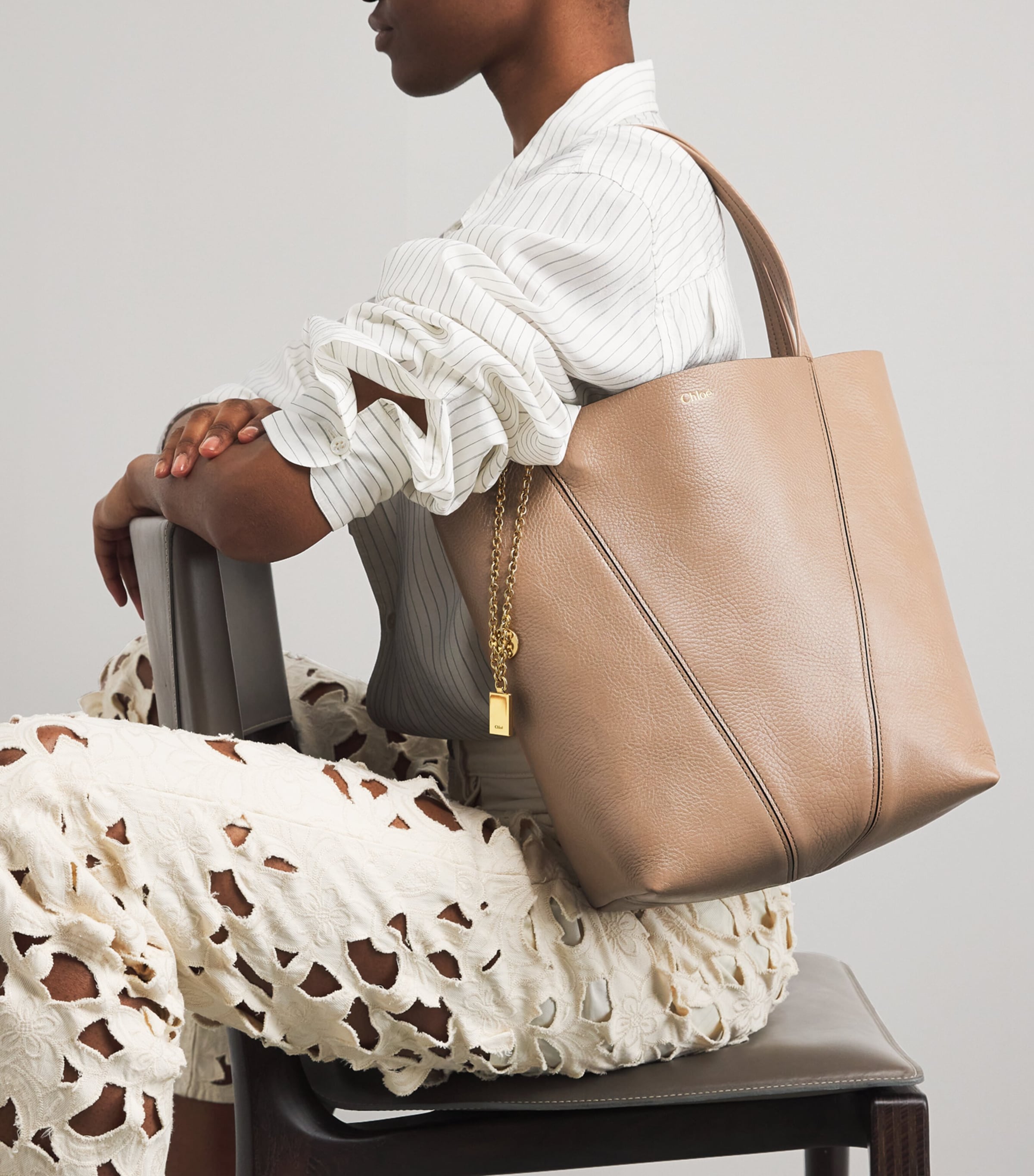 Chloé medium leather Spin tote bag, imported from the UK