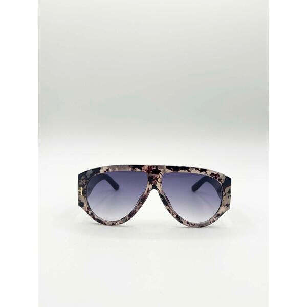SVNX oversized rounded sunglasses brown black, UK version