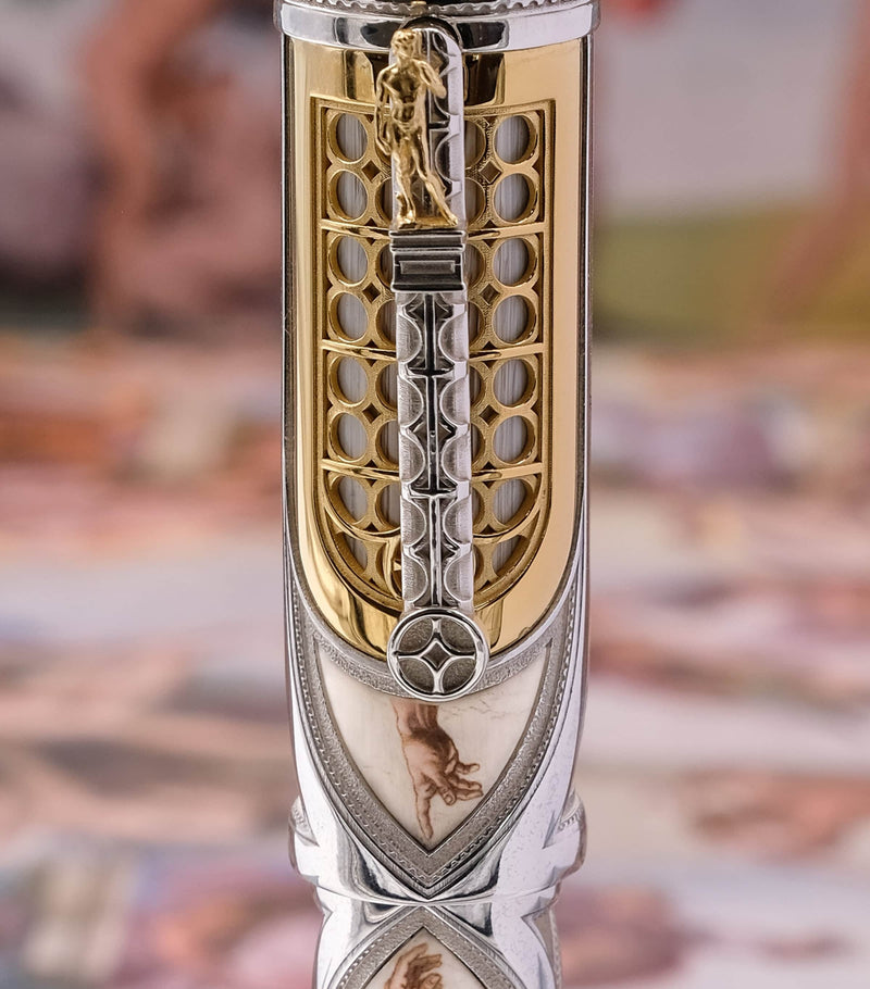 Montegrappa yellow gold Michelangelo rollerball pen with sterling silver barrel, imported from the UK