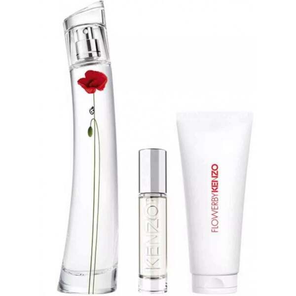 Kenzo Flower La Recolte Parisienne gift set 75ml EDP 10ml travel body lotion - British product