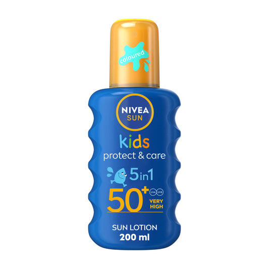 Nivea Sun Kids Protect & Care Coloured Sun Cream Spray SPF50+ 200ml face & body skincare Sainsburys   