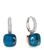 Pomellato Nudo drop earrings London blue topaz turquoise diamond, imported from the UK