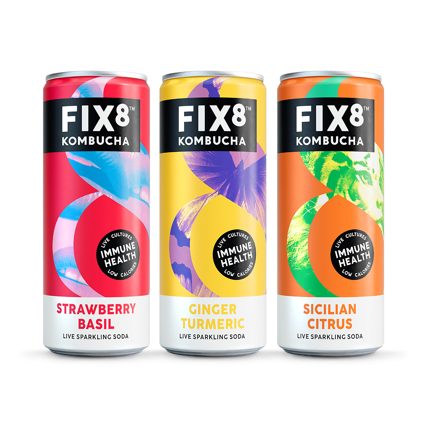 Fix8 Strawberry Basil Kombucha 250ml drink - British product
