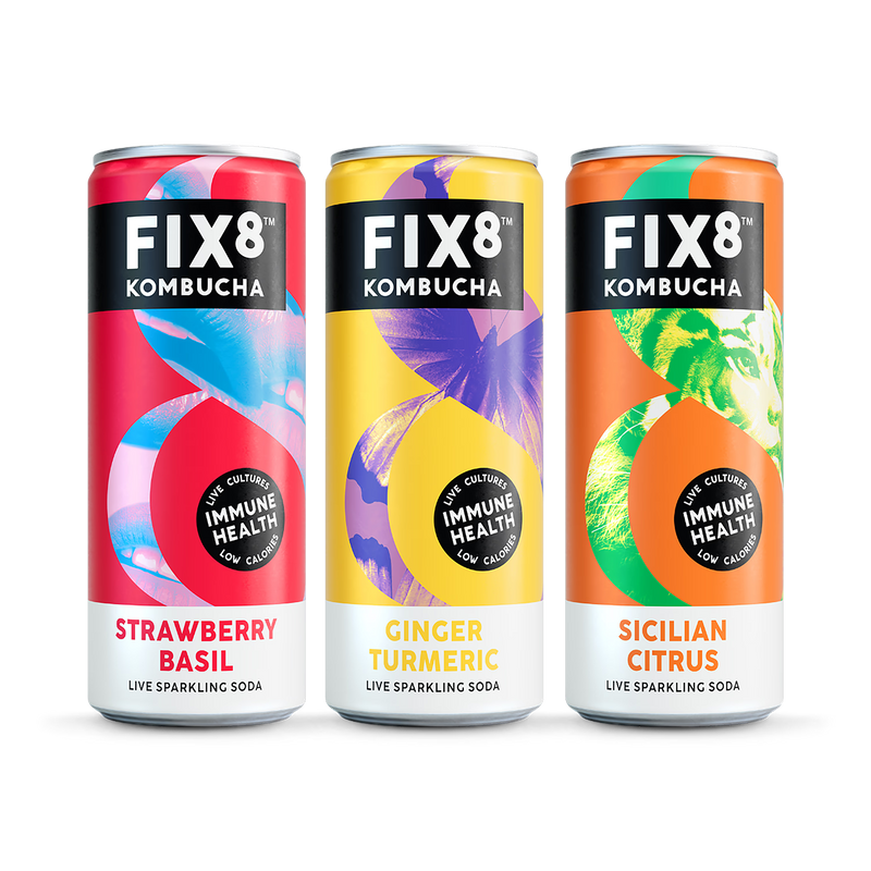 Fix8 Strawberry Basil Kombucha 250ml drink - British product