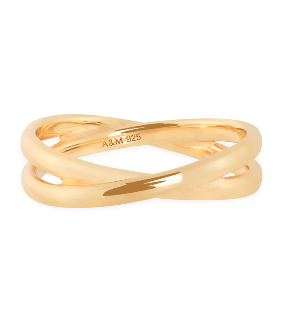 Astrid & Miyu crossover illusion band ring, gold-plated sterling silver, imported from the UK
