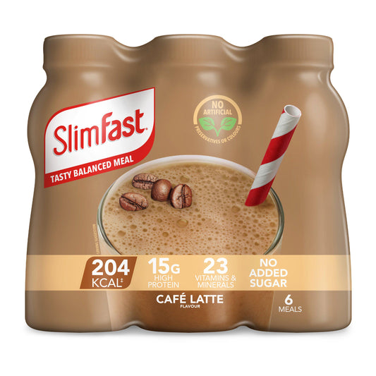 SlimFast Ready to Drink Meal Replacement Shake Cafe Latte Flavour 6 meals 325ml sports nutrition & diet Sainsburys   