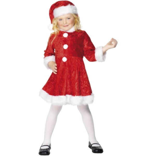 Smiffys Mini Miss Santa Costume red dress and hat, imported from the UK