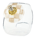 MacKenzie-Childs Mocha Check Cookie Jar glass enamel, imported from the UK
