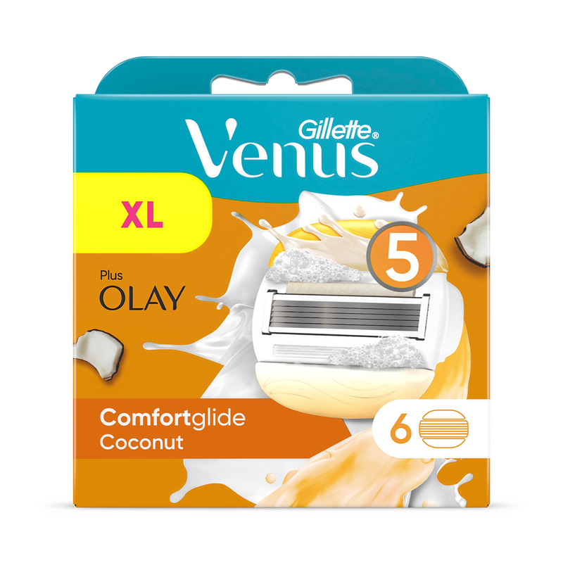 Gillette Venus Comfortglide Coconut razor blade refills pack of 6 (British brand)