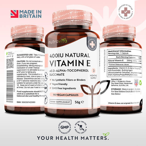 Nutravita Vitamin E 400IU - 90 Vegan Capsules