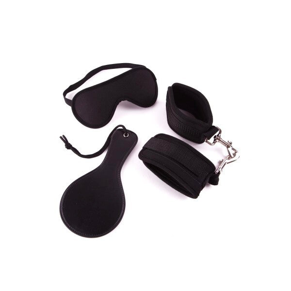 Ann Summers bondage set with neoprene blindfold, handcuffs, and mini paddle, UK version