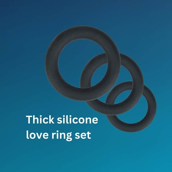 Loving Joy thick silicone cock rings 3 pack grey, UK version