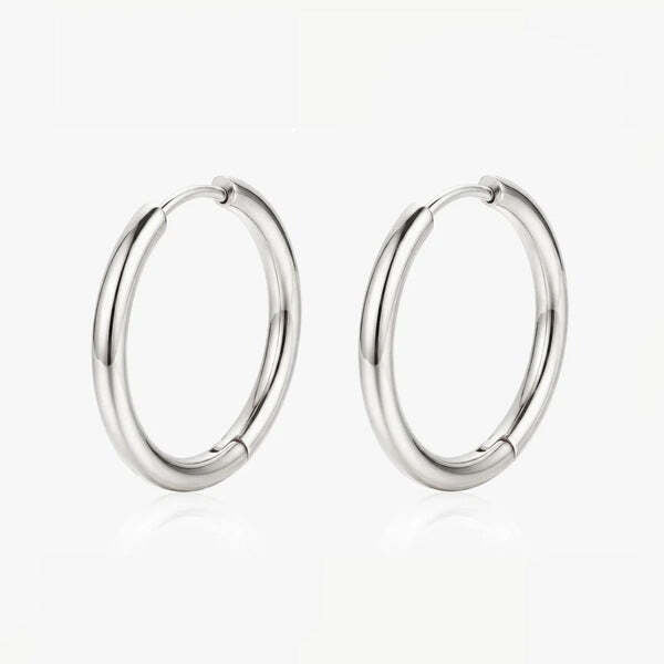 MUCHV silver hoop earrings 24mm, UK version