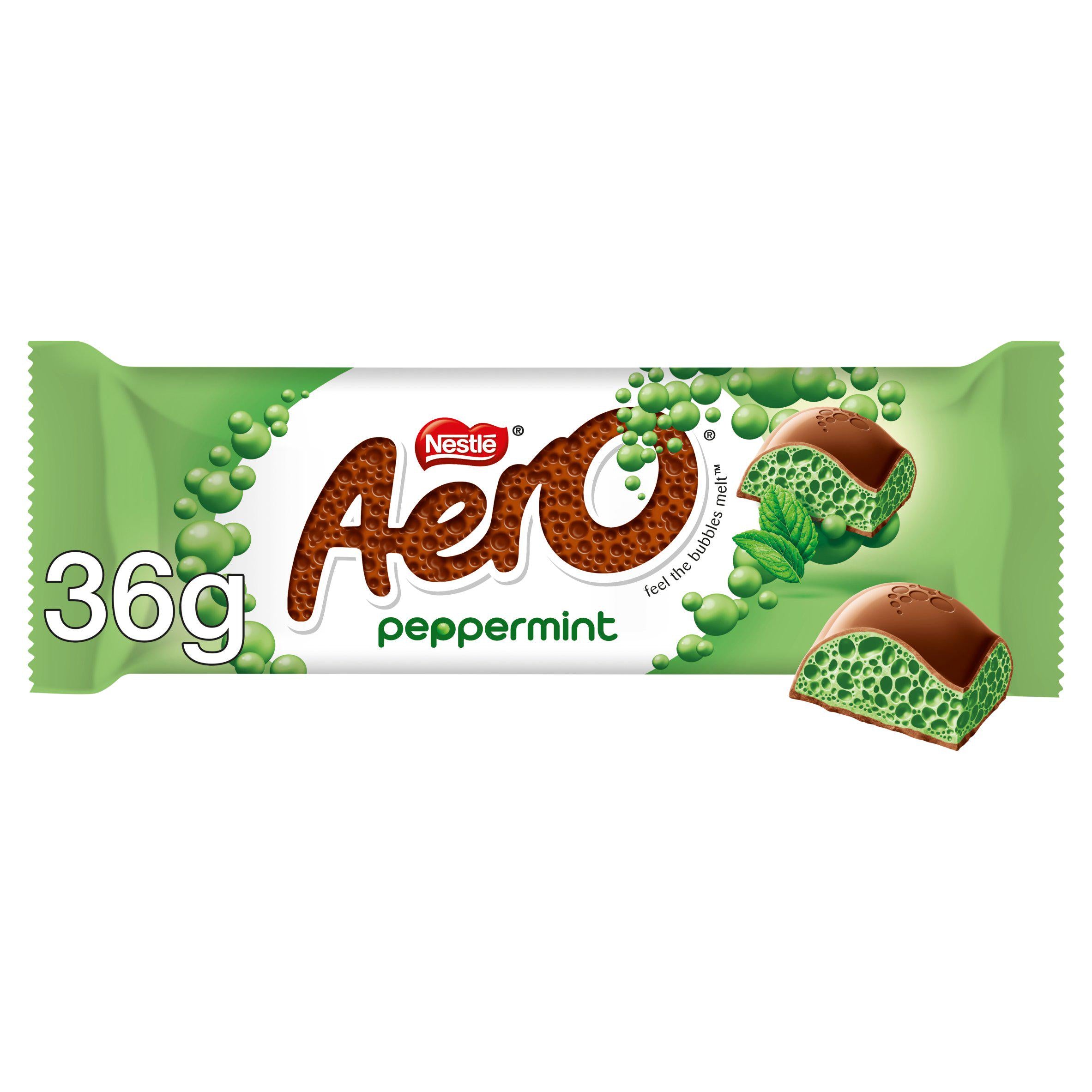 Aero Peppermint Milk Chocolate Bar 36g Single bar chocolate Sainsburys   