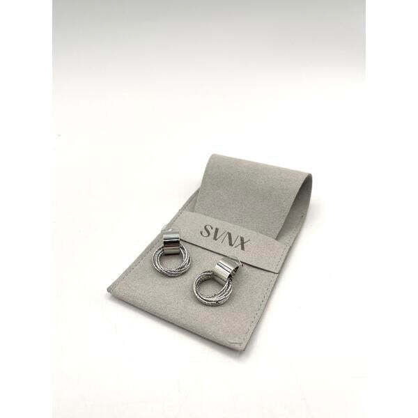 SVNX multi-layer circle stud earrings in silver - British product
