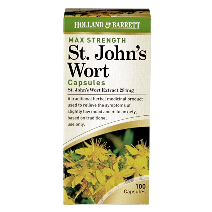 Holland & Barrett Maximum Strength St John's Wort Capsules 100 Capsules 284mg St John's Wort Tablets Holland&Barrett   