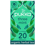 Pukka Organic Three Mint Tea 20 Home Compostable Herbal Tea Bags 32g   20 per pack