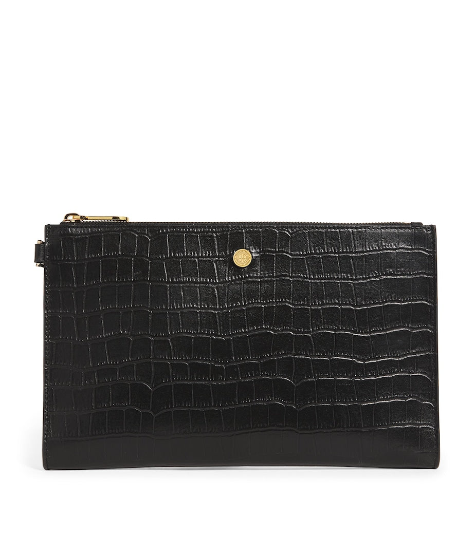 Harrods medium croc-embossed leather pouch (British brand)