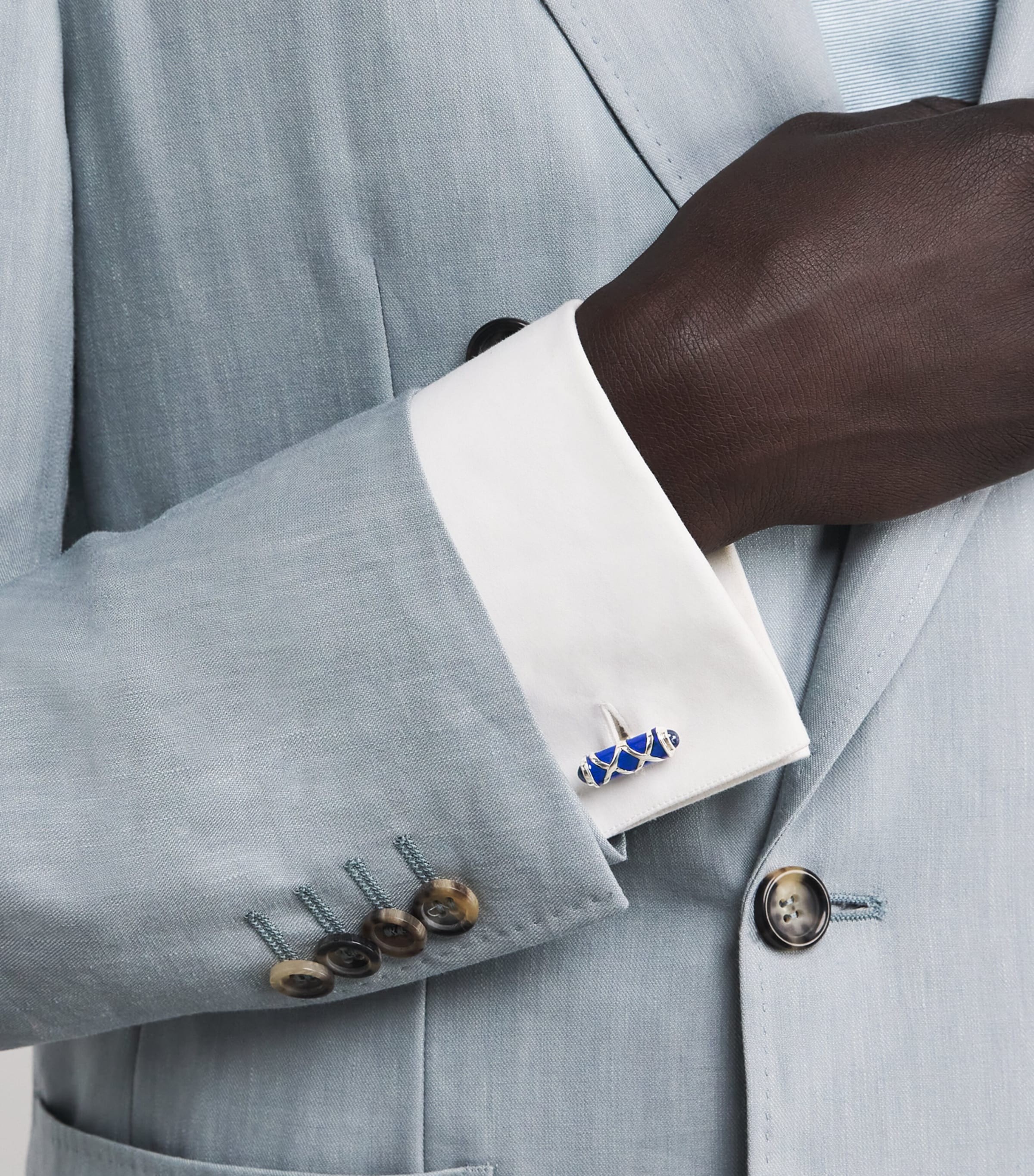 Deakin & Francis cobalt enamel and sapphire cufflinks, UK version