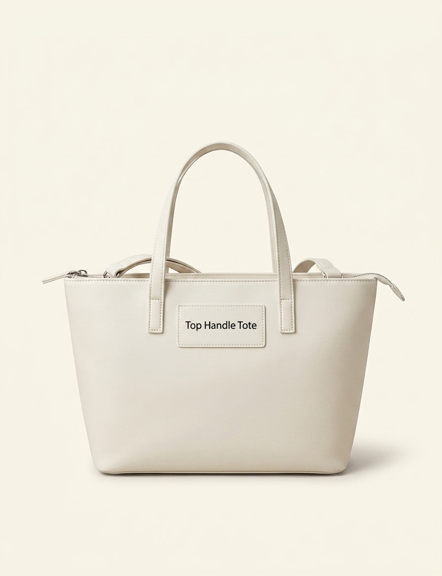 Buckle small leather tote bag - BLACK