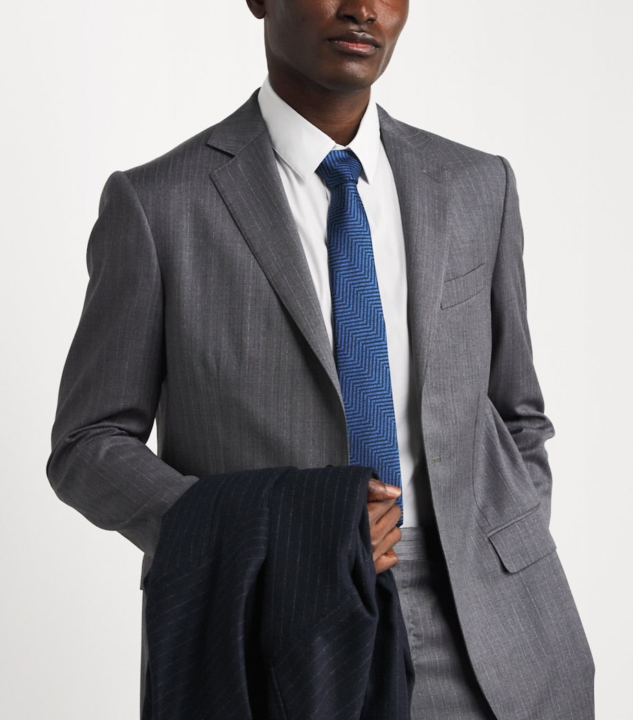 Giorgio Armani silk herringbone tie 7cm (British brand)