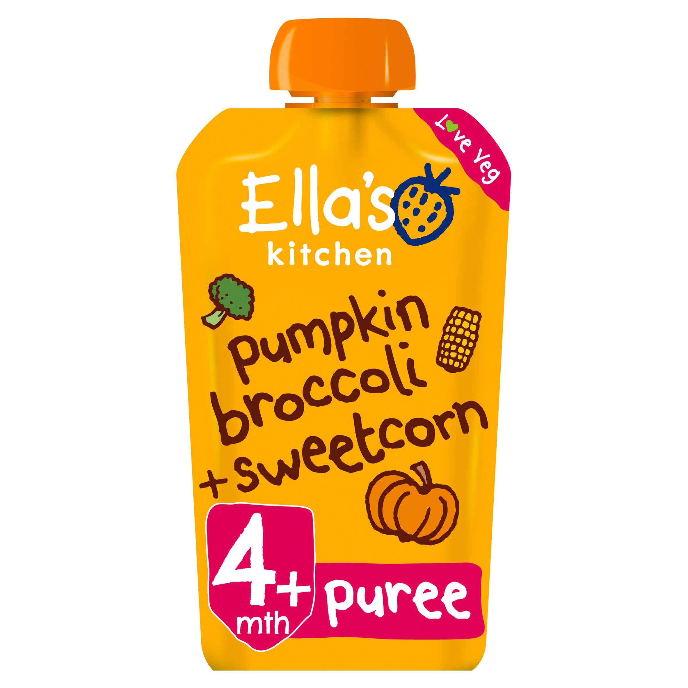 Ella's Kitchen Organic Pumpkin, Broccoli & Sweetcorn Baby Food Pouch 4+ Months 120g GOODS Sainsburys   