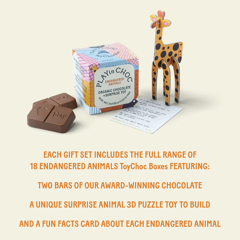 PLAYin CHOC Endangered Animals gift set 18 boxes (British brand)