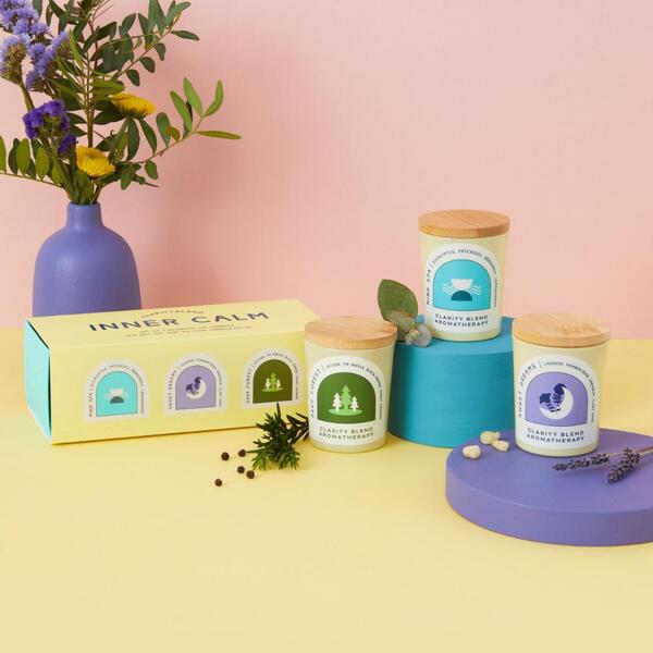Clarity Blend aromatherapy candle set 3x90g - British product
