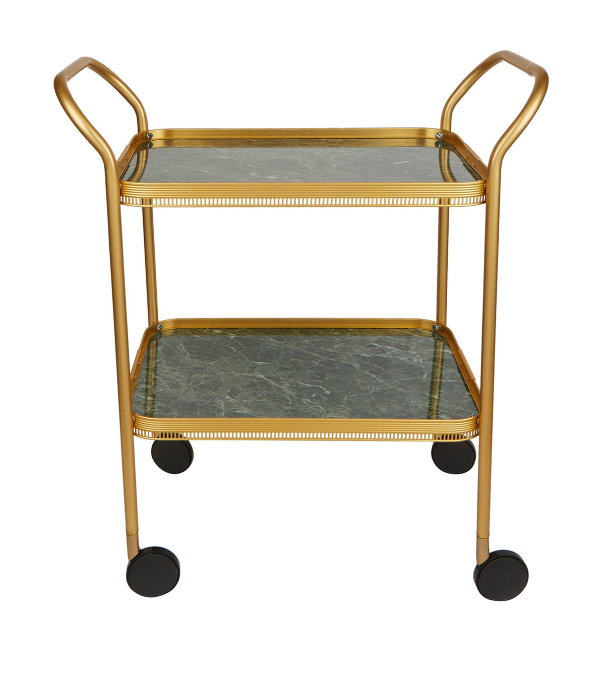 Kaymet green marble two-tiered serving trolley, UK version