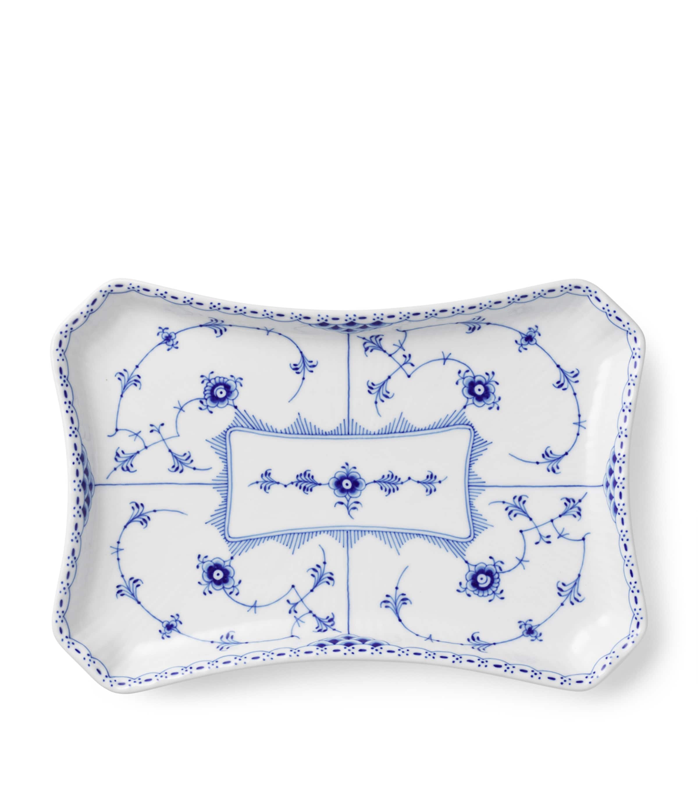 Royal Copenhagen Half Lace Rectangular porcelain dish 24.5cm, imported from the UK
