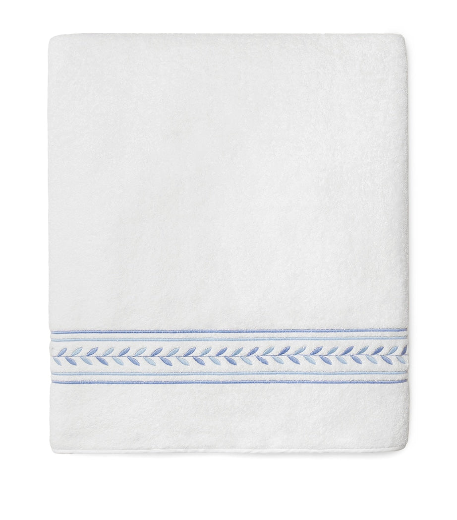 Pratesi cotton bath sheet 40x70cm embroidered laurel motif, imported from the UK