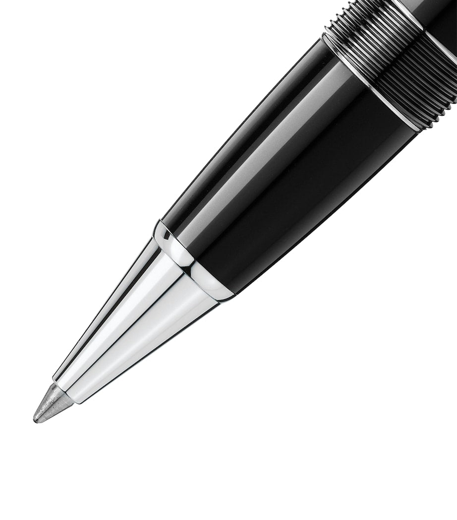 Montblanc platinum-coated rollerball pen with black resin and emblem, imported from the UK