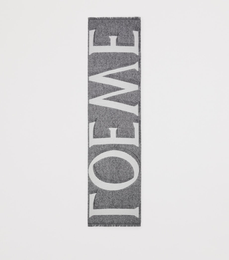 LOEWE cashmere-wool scarf with jacquard logo 165x39cm, UK version