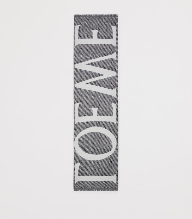 LOEWE cashmere-wool scarf with jacquard logo 165x39cm, UK version