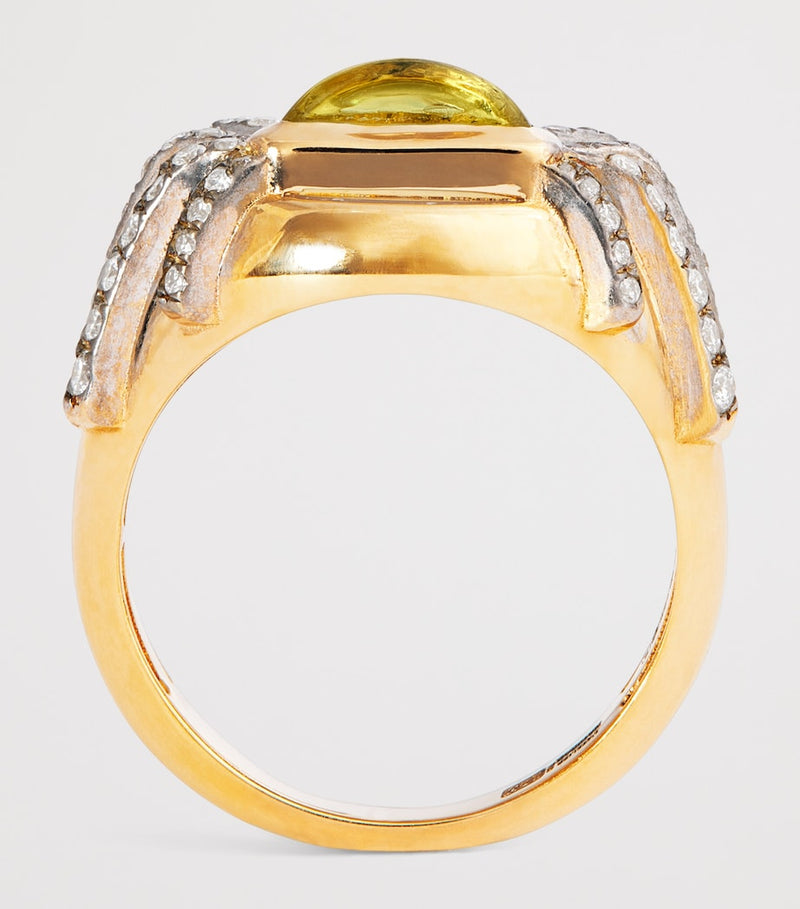 L'Atelier Nawbar Sun Dawn pinky ring, diamonds and citrine, imported from the UK