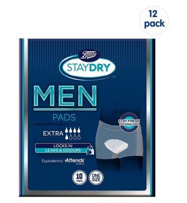 Boots Staydry Men Extra Pads - 120 Pads (12 Pack Bundle) GOODS Boots   