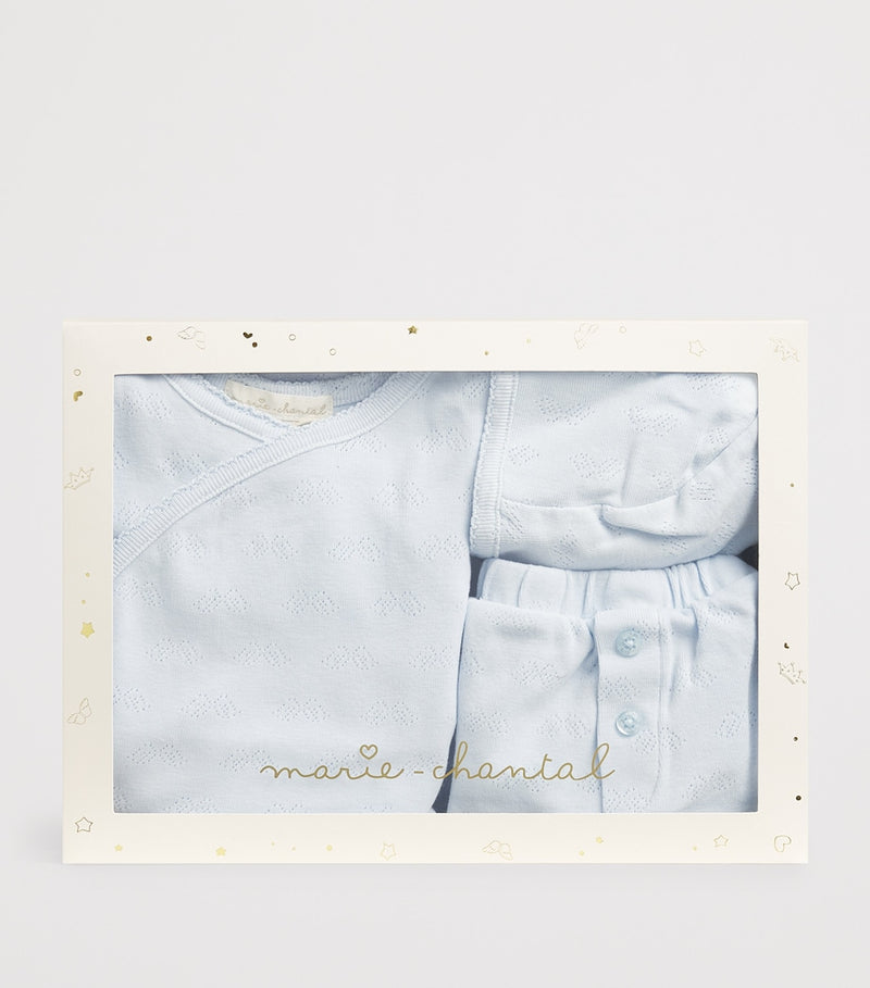 Marie-Chantal cotton pointelle gift set 0-6 months, imported from the UK