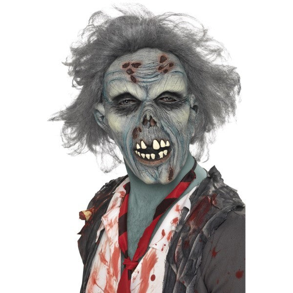 Smiffys decaying zombie mask grey latex overhead (British brand)