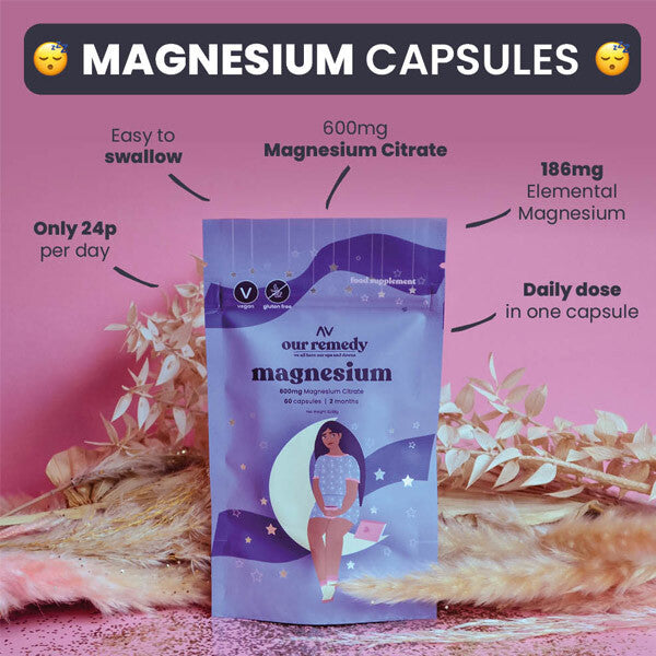 Our Remedy Magnesium Citrate 600mg capsules, UK version
