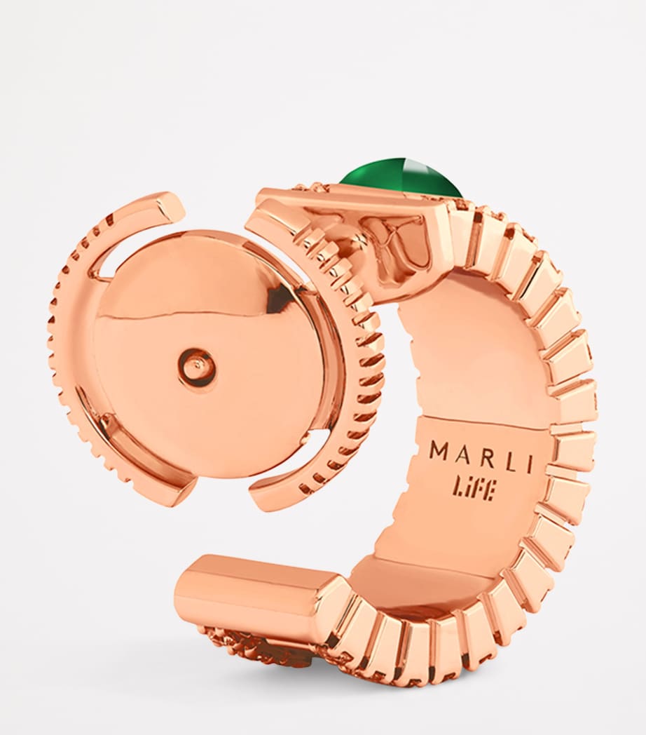 MARLI New York mini rose gold diamond agate hoop earrings, UK version