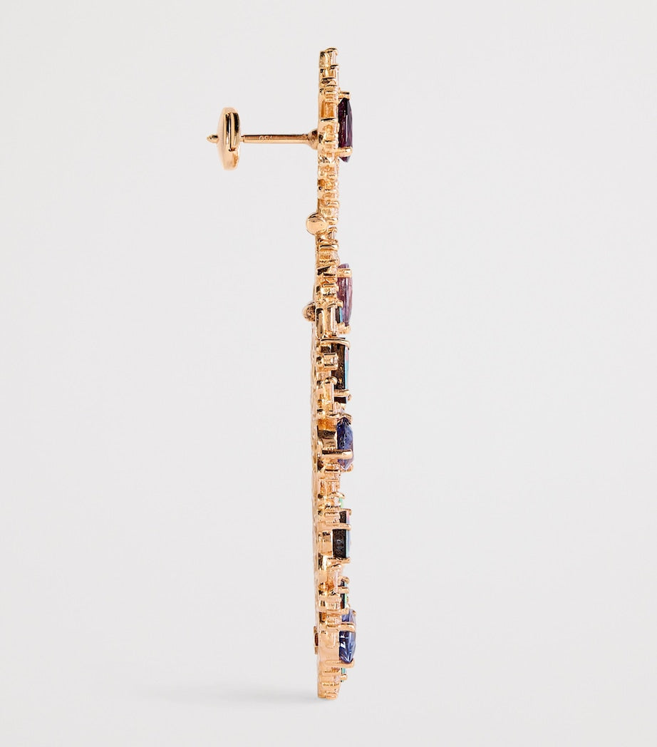 Suzanne Kalan rose gold earrings with diamonds sapphires opals (British brand)