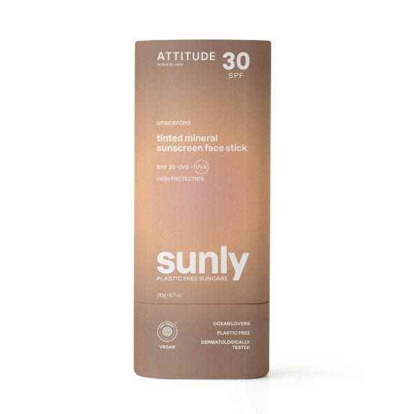 Attitude tinted face stick sunscreen unscented SPF30 20g, UK version