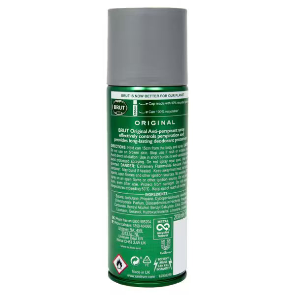 Brut Men's anti-perspirant spray bottle 200ml - British product