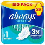 Always Ultra Normal (Size1) Sanitary Towels 26 Pads Big Pack GOODS Superdrug   