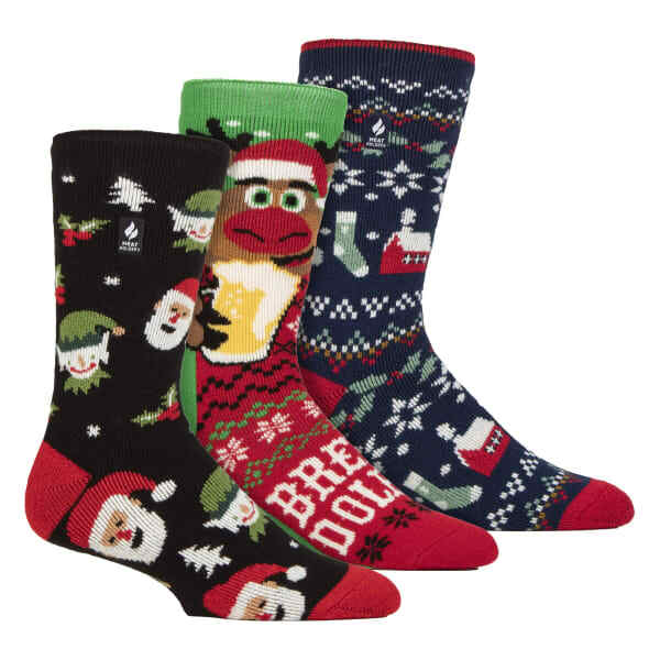 Heat Holders 3-pack men's novelty Christmas thermal socks - British product